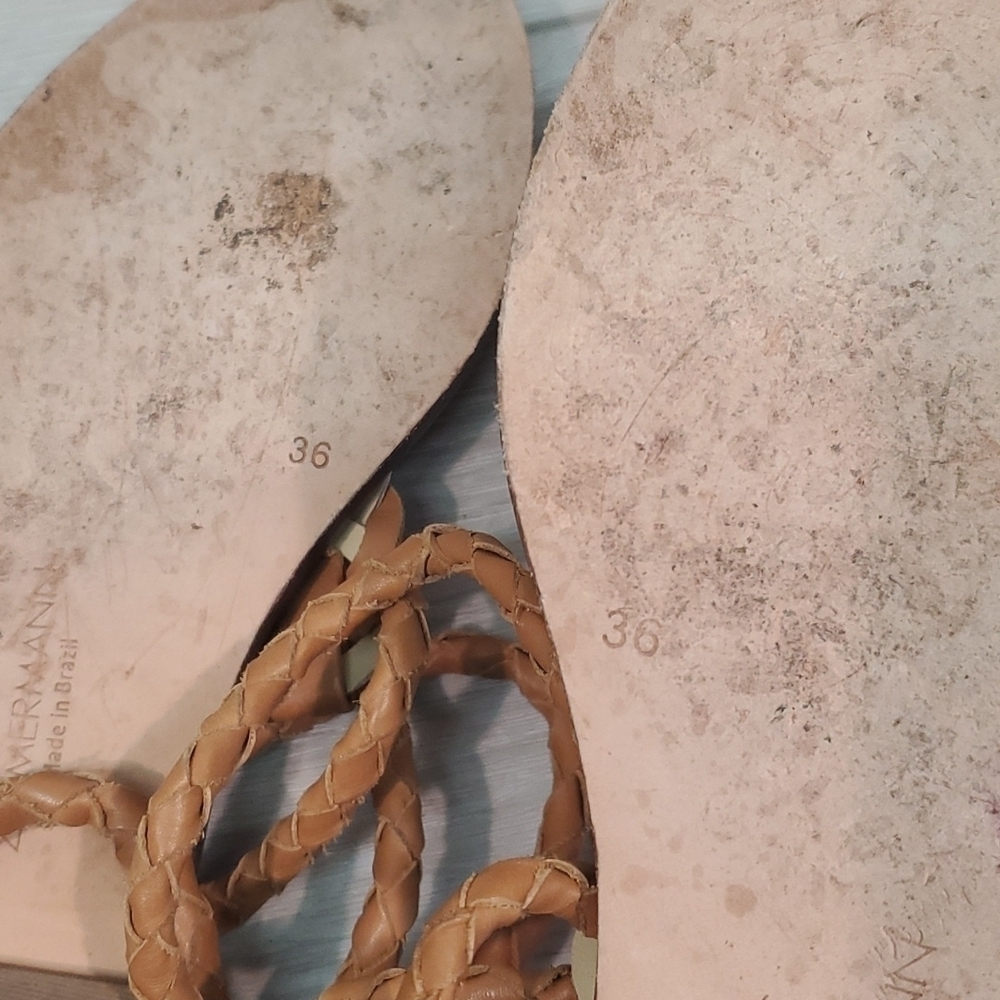 Zimmermann Womens Link Weave Tie Leather Gladiator Flats Sandals sz 36 US 5.5 - Picture 14 of 15